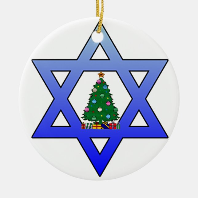 Ornamento de Árvore de Natal Jewish Star (Frente)