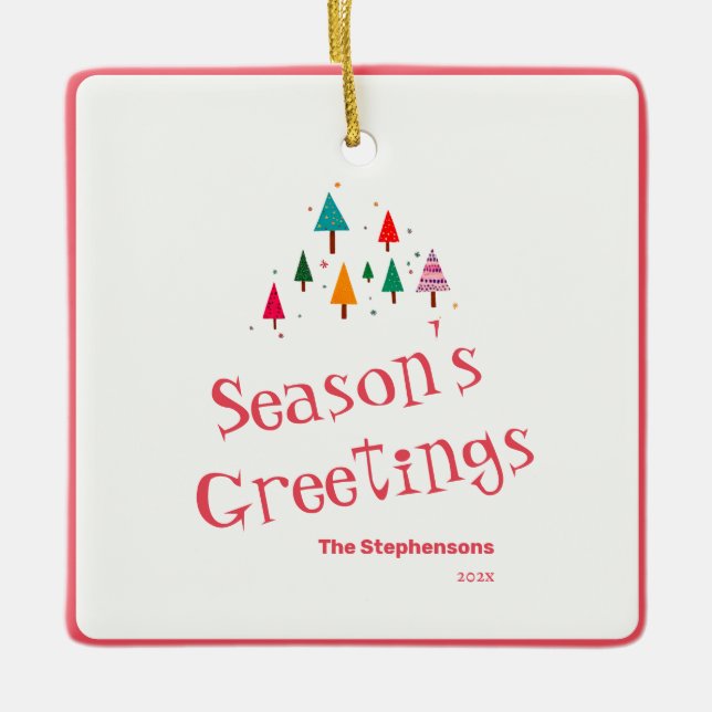 Ornamento de Árvore de Natal Retroativo Bonito (Frente)