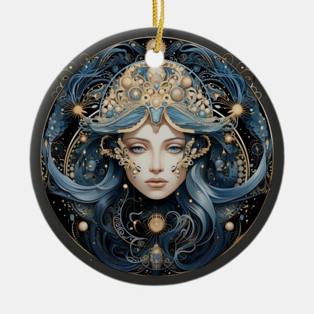 Ornamento de Astrologia Personalizada do Zodiac Aq (Frente)