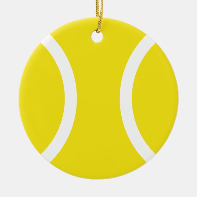 Ornamento de Bola de Tênis amarelo para Natal ou d (Frente)