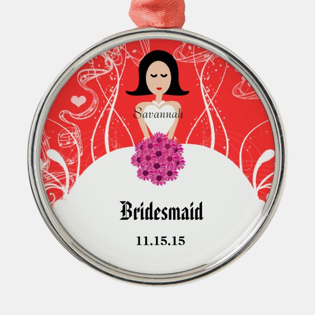 Ornamento de Bridesmaid do Casamento de Fuchsia e  (Frente)
