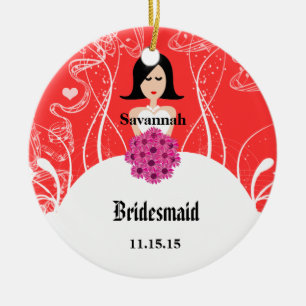 Ornamento de Bridesmaid do Casamento de Fuchsia e