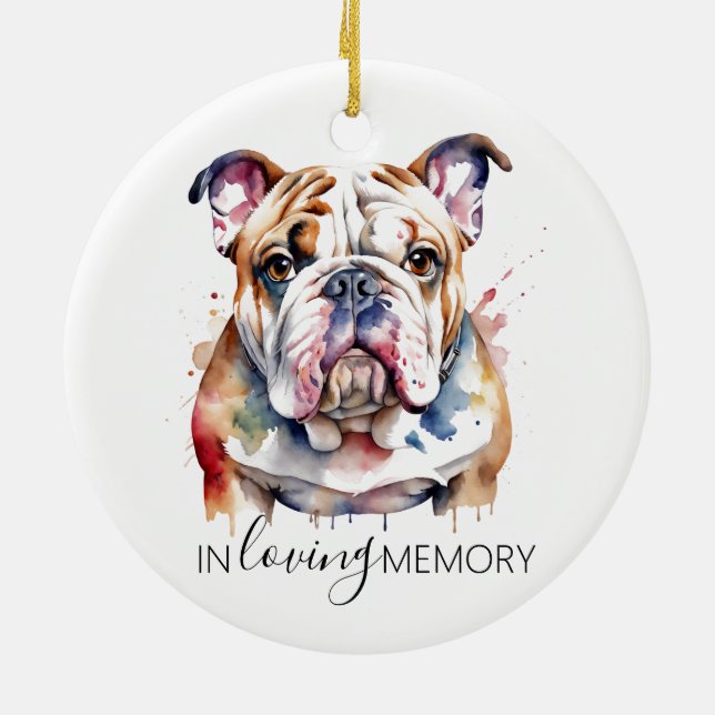 ornamento de Bulldog, uma aquarela memorial (Traseira)