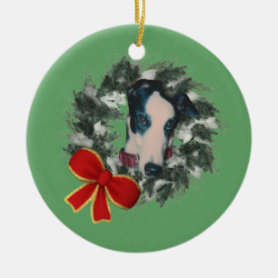Ornamento de Cachorro Greyhound Wreath Holiday