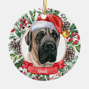 Ornamento de Cachorro Santa Hat Personalizado em I