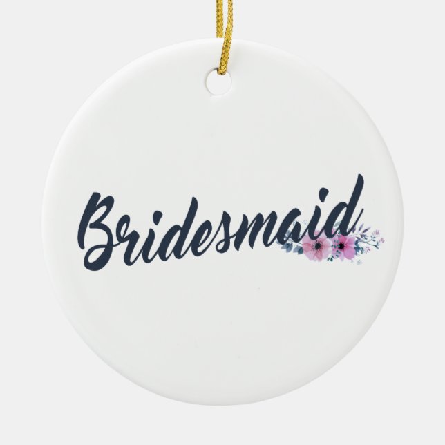 Ornamento de Caligrafia de Casamento de Bridesmaid (Frente)