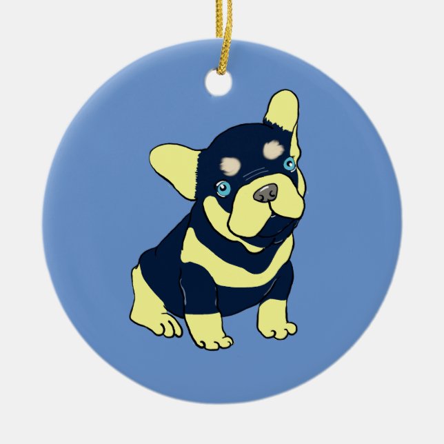 Ornamento de Cartoon de Cãozinho-Cãozinho francês (Frente)