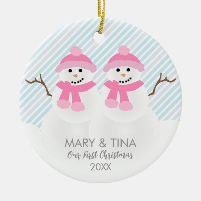 Ornamento de Casal Snowman (Frente)