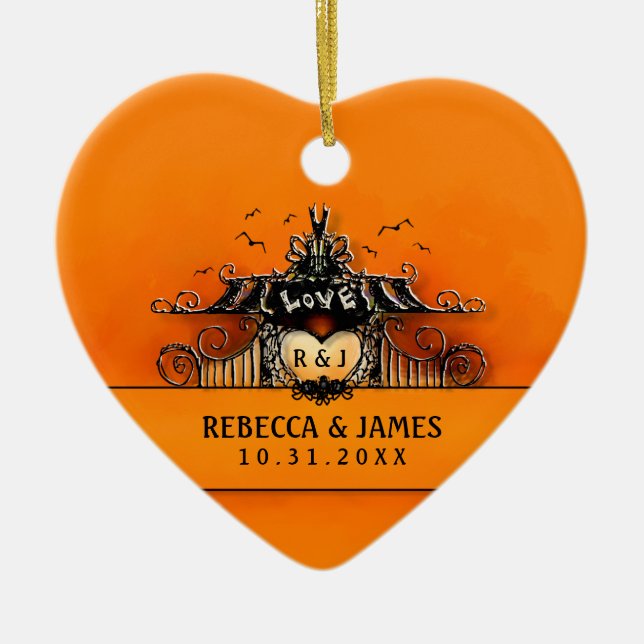 Ornamento de Casamento - Amor de Halloween (Frente)