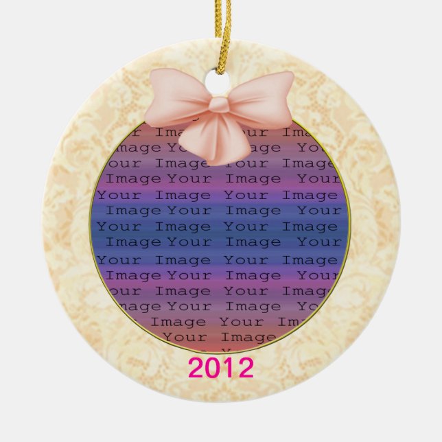 Ornamento de Casamento de Arco Rosa (Frente)