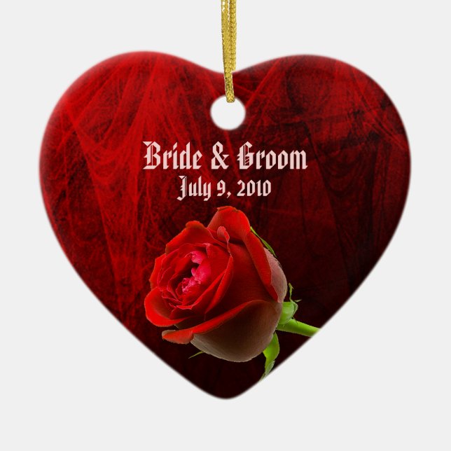 Ornamento de Casamento Gothic Rosa Keepsasasaac (Frente)