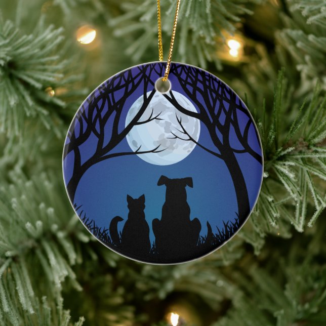 Ornamento de Cat & Dog Melhor Nomes de Amigos Pers (Árvore)