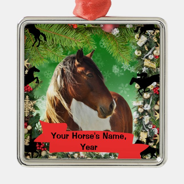 Ornamento de Cavalo Personalizado (Frente)