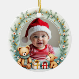 Ornamento De Cerâmica 1º Natal Auxiliar Mais Novo do Papai Noel de 2 lad