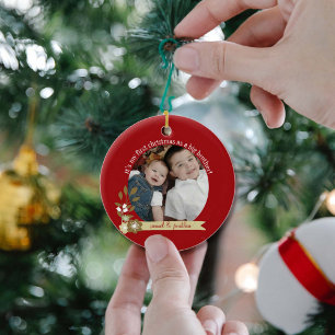 Ornamento De Cerâmica 1º Natal como Irmão Mais Velho foto/nome personali