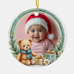 Ornamento De Cerâmica 1º Natal de 2 lados Para Sempre Nosso Presente Lem