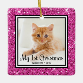 Ornamento De Cerâmica 1º Natal do Gatinho 2 Foto