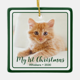 Ornamento De Cerâmica 1º Natal do Gatinho 2 Foto