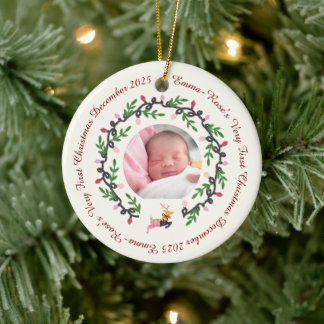 Ornamento De Cerâmica 1º Veado de Natal com Coroa Personalizado2