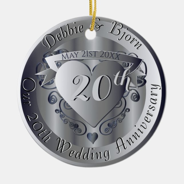 Ornamento De Cerâmica 10º,20,25,70 Medalhão de Casamentos (Frente)