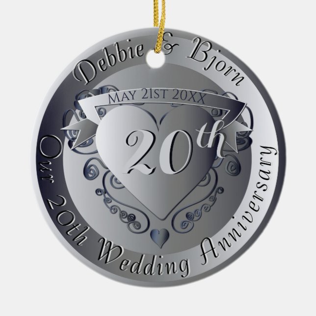 Ornamento De Cerâmica 10º,20,25,70 Medalhão de Casamentos (Frente)