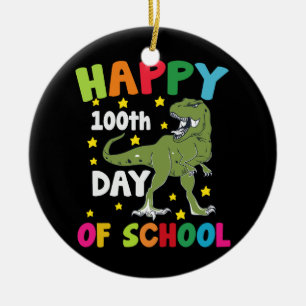 Ornamento De Cerâmica 100 Dias De Escola Trex 100º Dia de Escola 