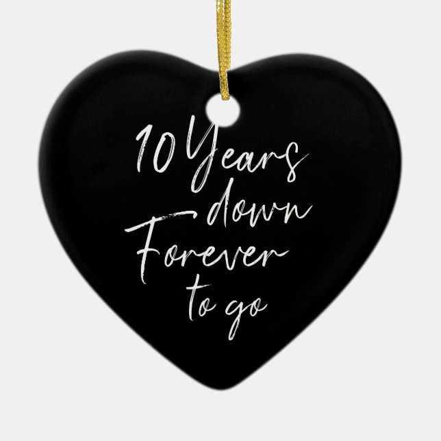 Ornamento De Cerâmica 10 anos depois do 10º aniversário de casamento (Frente)