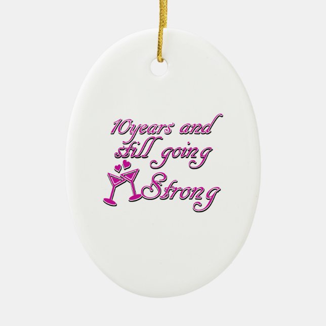 Ornamento De Cerâmica 10o aniversário de casamento (Frente)