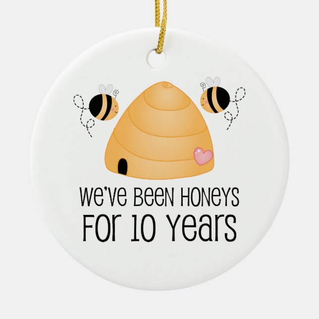 Ornamento De Cerâmica 10o Presente do casal do aniversário (Frente)