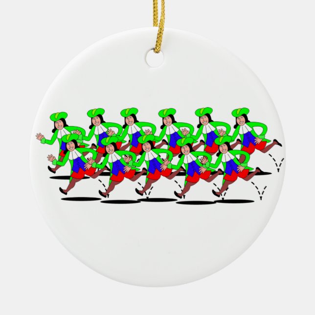 Ornamento De Cerâmica 11 senhores Leaping (Frente)