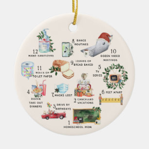 Ornamento De Cerâmica 12 Dias de Covid   Férias de Natal "Quarentena"