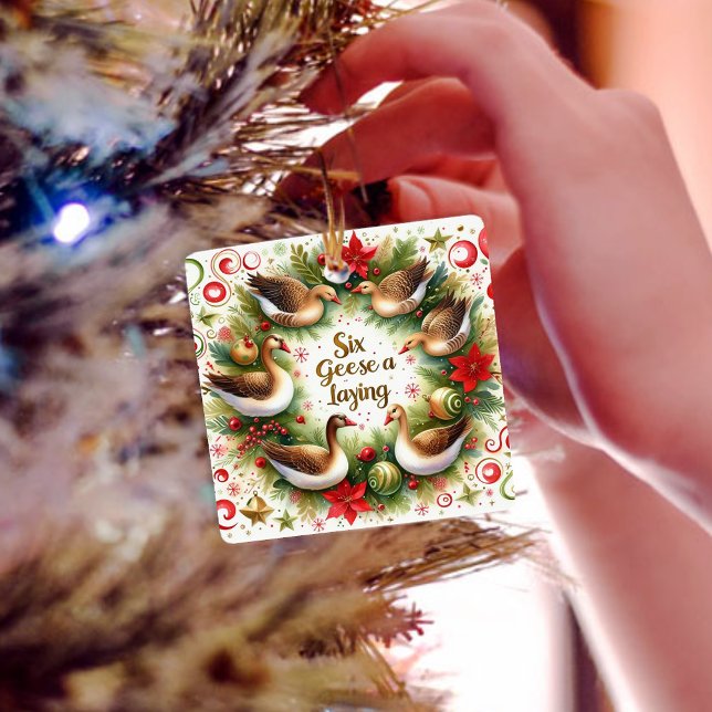 Ornamento De Cerâmica 12 dias de Natal Seis Gansos por dia (Criador carregado)