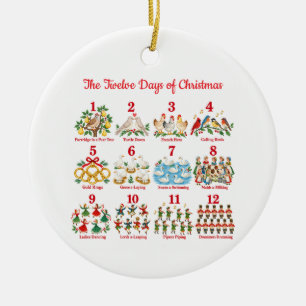 Ornamento De Cerâmica 12 Dias de Natal Tradicional