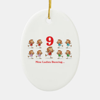 Ornamento De Cerâmica 12 dias, nove senhoras dançando