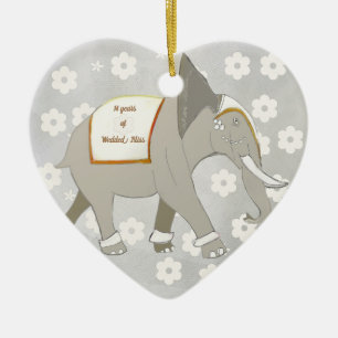 Ornamento De Cerâmica 14th Wedding Anniversary Elephant