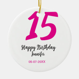 Ornamento De Cerâmica 15 aniversário quiencenera adicionar data ano mode