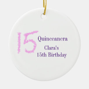 Ornamento De Cerâmica 15 de Quinceanera, modelo de relva rosa
