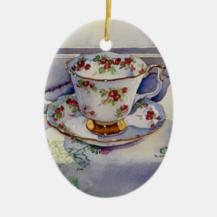 Ornamento De Cerâmica 1799 Teacup on Linen
