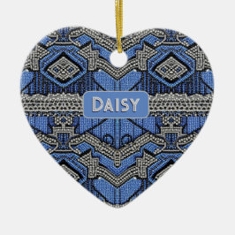 Ornamento De Cerâmica 1920 Art Deco Blue & Silver miçanga - adicionar no