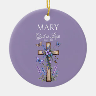 Ornamento De Cerâmica 1 João 4:16 Deus é Amor – Cristão Personalizado