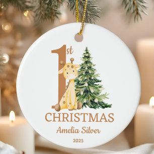 Ornamento De Cerâmica 1rua de Natal do bebê bonito personalizado