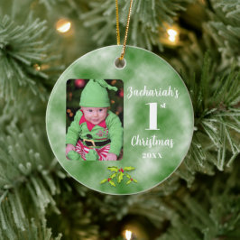 Ornamento De Cerâmica 1rua de Natal Um Redondo de Fotografias