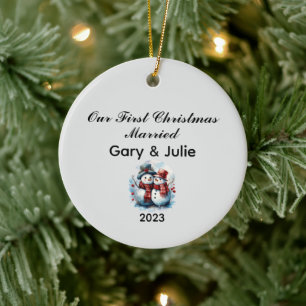 Ornamento De Cerâmica 1rua personalizada casada de Natal