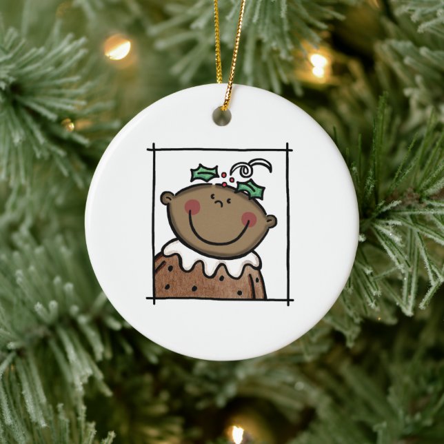 Ornamento De Cerâmica 1rua personalizada de rosto de tonto preto (Árvore)