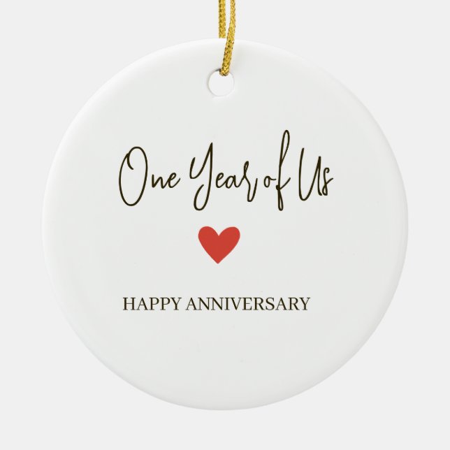 Ornamento De Cerâmica 1st Anniversary – One Year of Us (Frente)