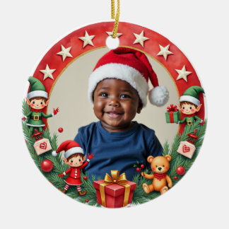 Ornamento De Cerâmica 1st Christmas 2 sided,