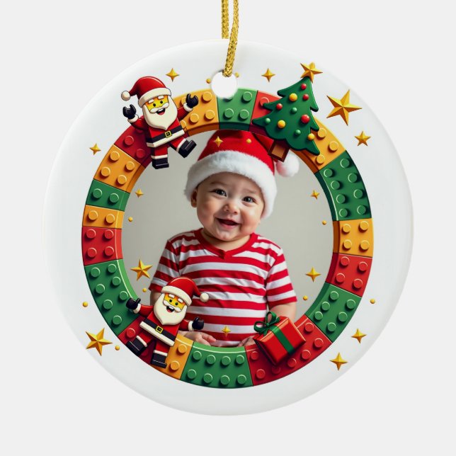 Ornamento De Cerâmica 1st Christmas 2 sided Festive Builder (Frente)