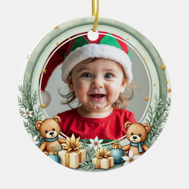 Ornamento De Cerâmica 1st Christmas 2 sided, Santa’s Snuggle Squad (Frente)