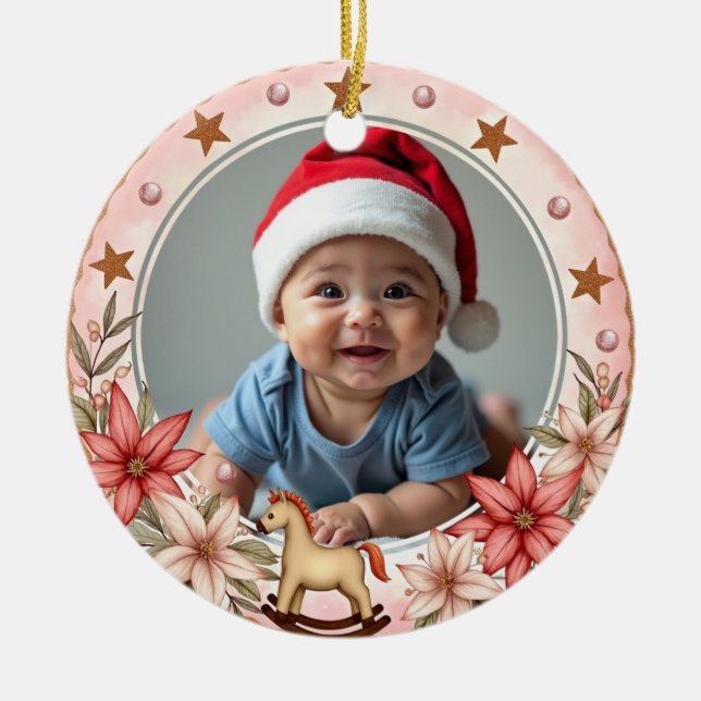 Ornamento De Cerâmica 1st Christmas 2 sided, Toy Box Treasures (Frente)