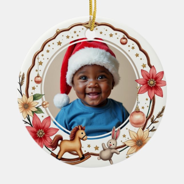 Ornamento De Cerâmica 1st Christmas 2 sided, Toy Box Treasures (Frente)